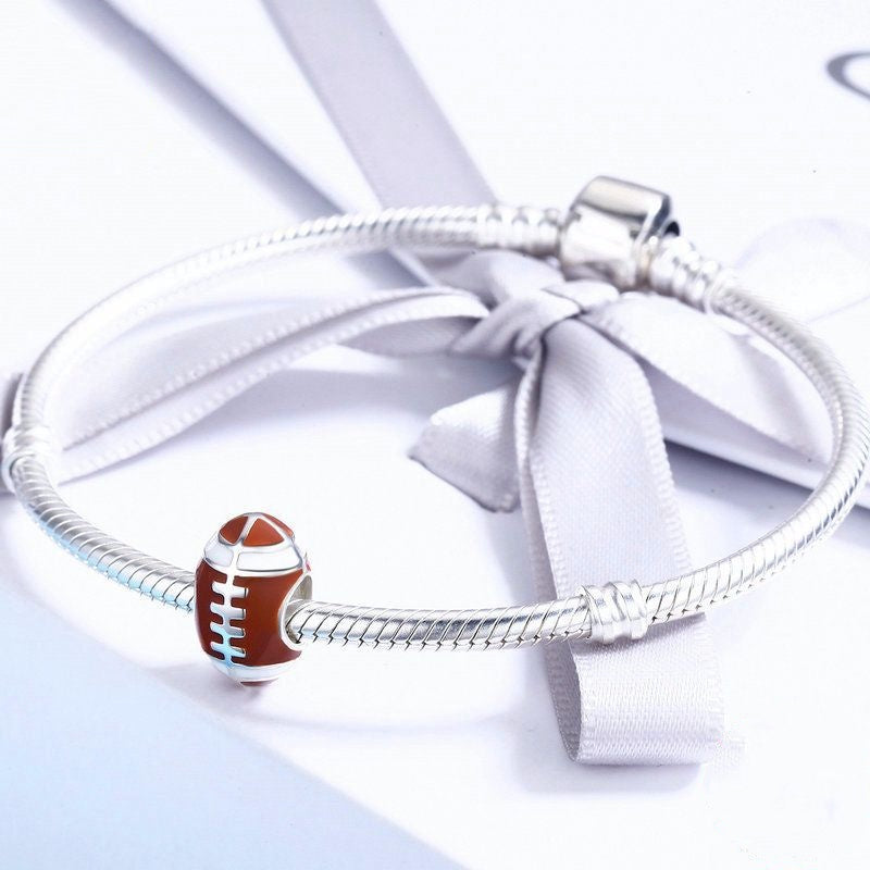 Jzora Rugby Creative Sport Sterling Silver Charm