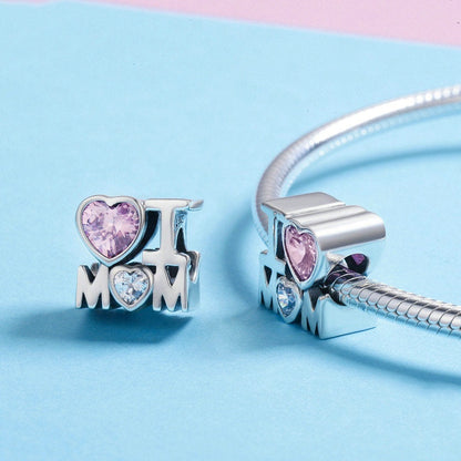 Jzora I Love Mom Alphabet Sterling Silver Charm