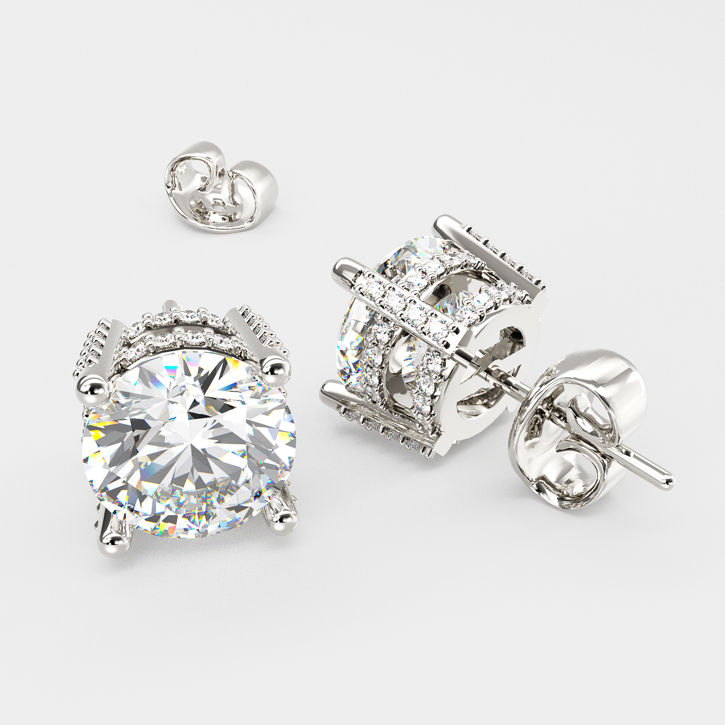 Jzora Classic 2ct round cut Sterling Silver Stud Earrings