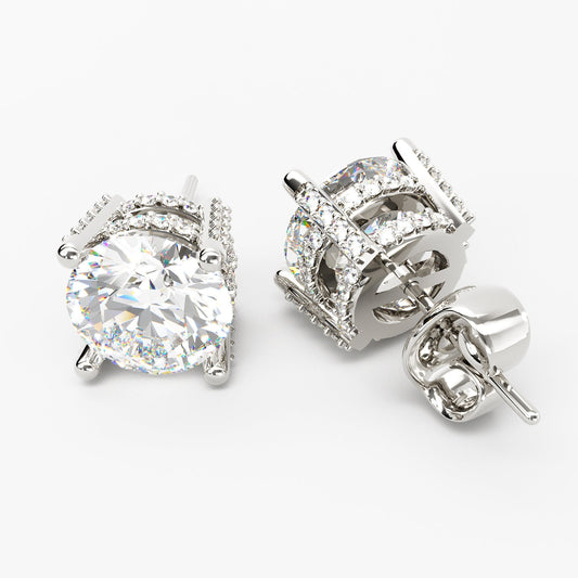 Jzora Classic 2ct round cut Sterling Silver Stud Earrings