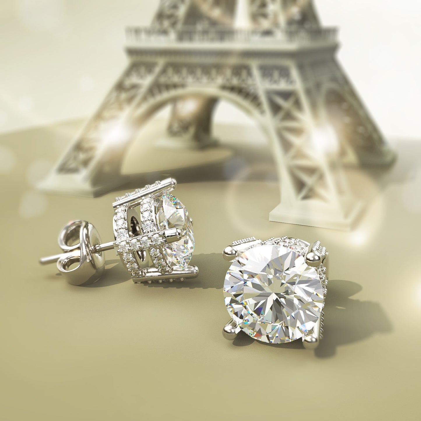 Jzora Classic 2ct round cut Sterling Silver Stud Earrings