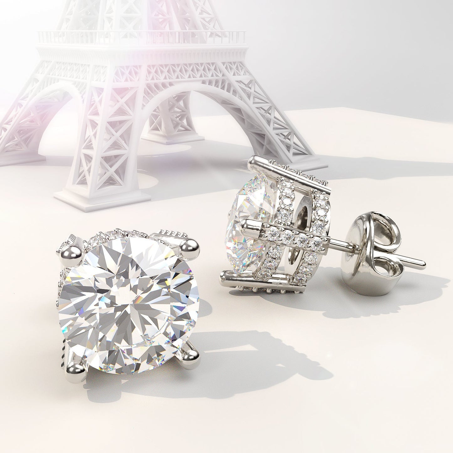 Jzora Classic 2ct round cut Sterling Silver Stud Earrings