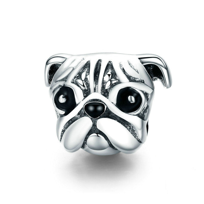 Jzora Cute Animal Pug Puppy Sterling Silver Charm