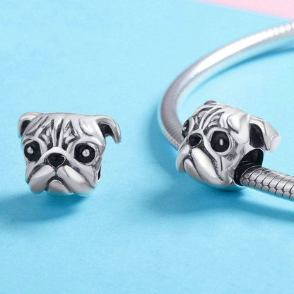 Jzora Cute Animal Pug Puppy Sterling Silver Charm