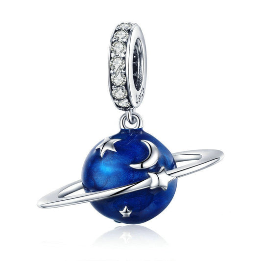 Jzora Cosmic Blue Planet Sterling Silver Charm