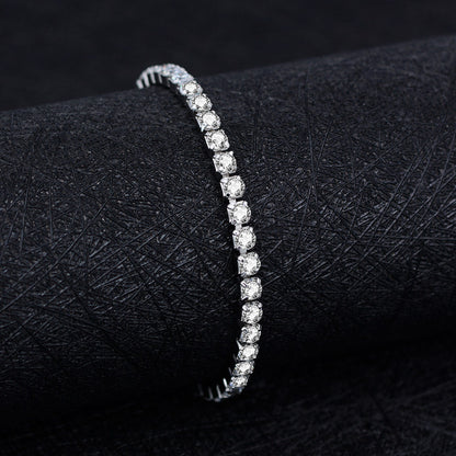 Jzora handmade geometric cut tennis sterling silver bracelet
