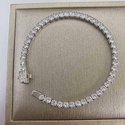 Jzora handmade geometric cut tennis sterling silver bracelet