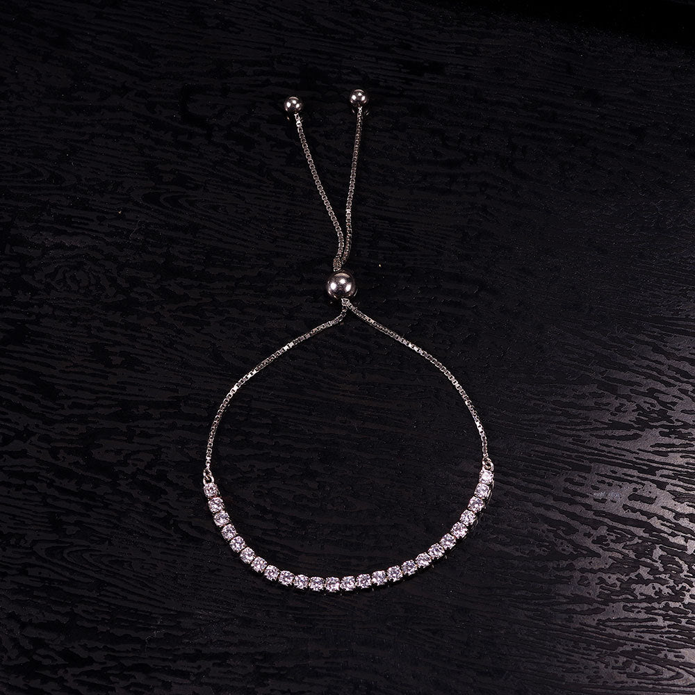 Jzora handmade round cut simple style sterling silver tennis bracelet