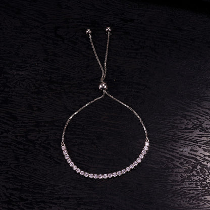 Jzora handmade round cut simple style sterling silver tennis bracelet