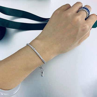 Jzora handmade round cut simple style sterling silver tennis bracelet