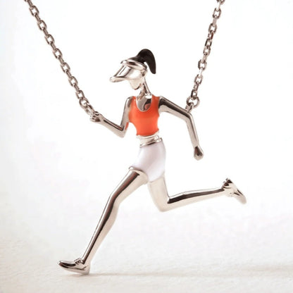 Jzora handmade Marathon running villain sterling silver necklace