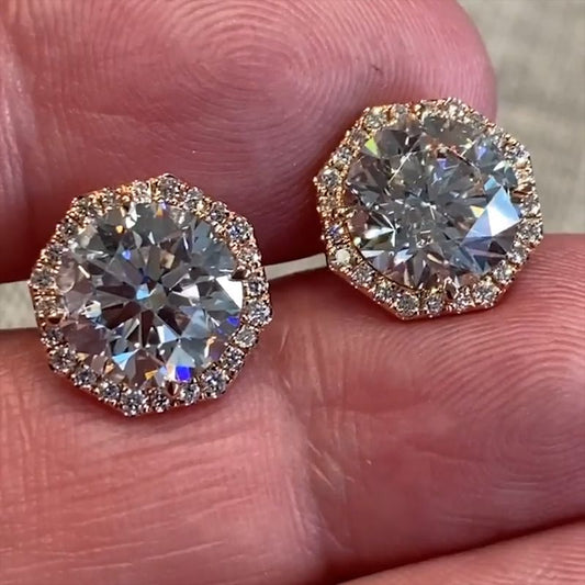 Jzora round cut created daimond luxury style handmade sterling silver earrings
