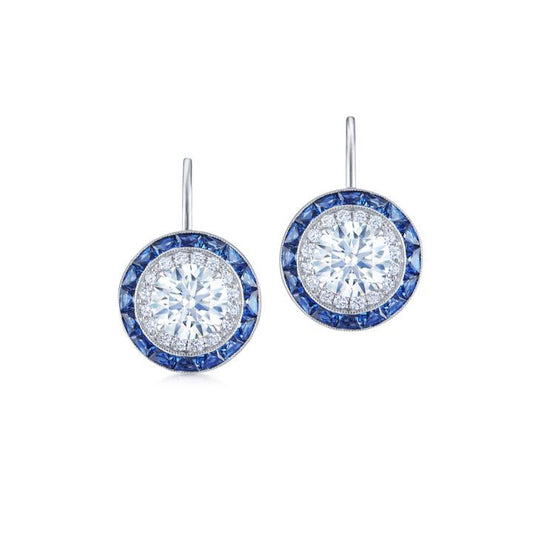 Jzora Classic round cut halo Sterling Silver Diamond Stud Earrings