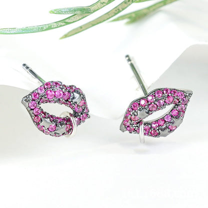 Jzora handmade ruby lips personalized sterling silver earrings