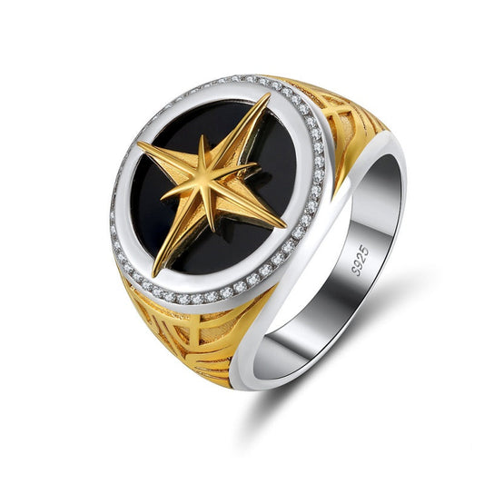 Jzora handmade starburst fashion sterling silver men's ring