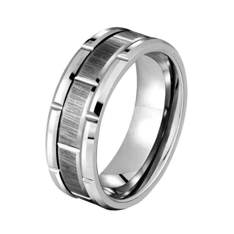 Jzora handmade gold simple style trendy tungsten steel wedding men's band