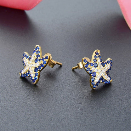Jzora handmade oceanic cute starfish sterling silver earrings