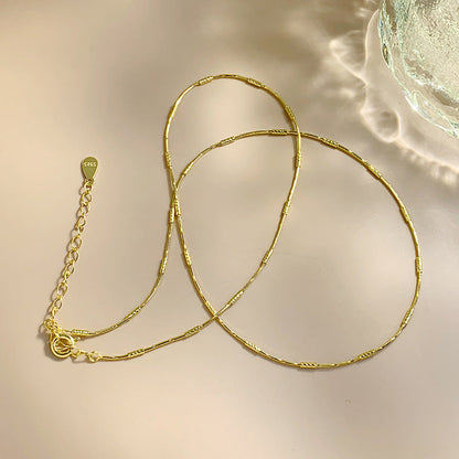 Jzora handmade lace glossy stacked sterling silver necklace