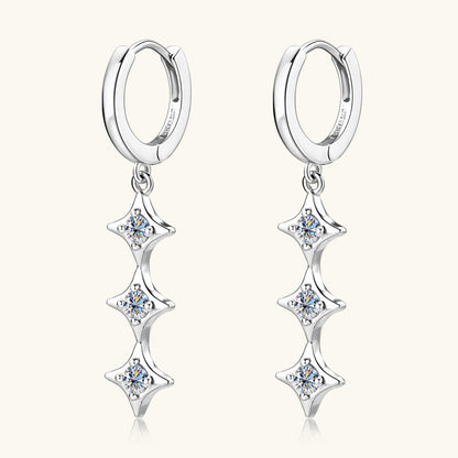 Jzora handmade 0.6ct round cut star tassel moissanite sterling silver earrings