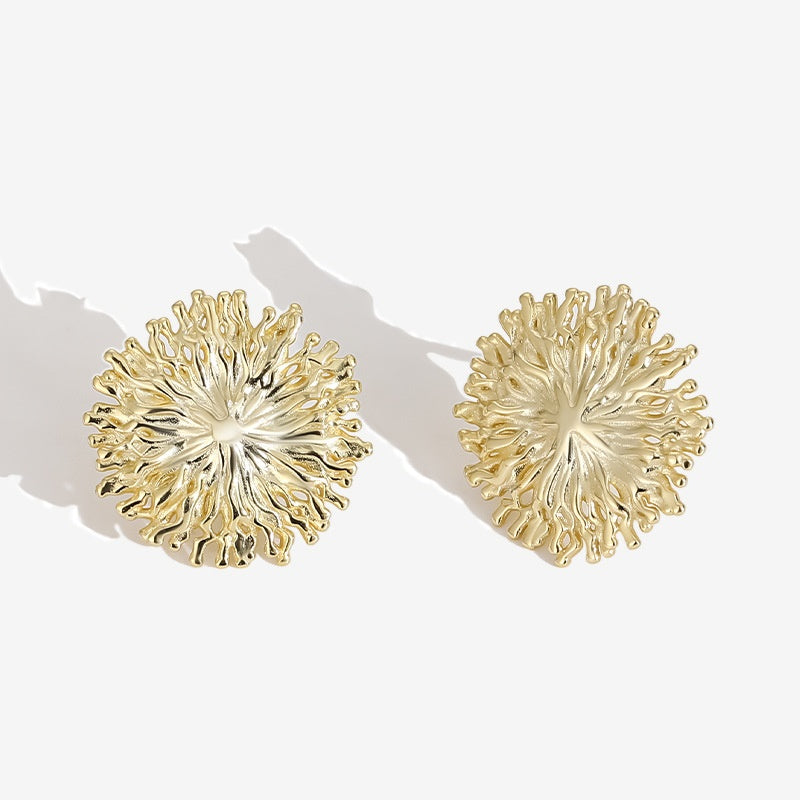 Jzora handmade sunflower fashion sterling silver earrings