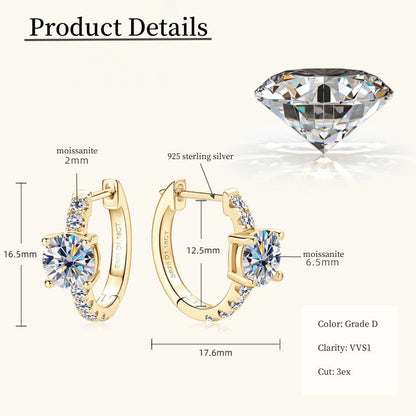 Jzora handmade 2.36ct round cut moissanite vintage sterling silver earrings