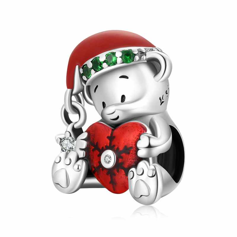 Jzora handmade Christmas bear sterling silver charms