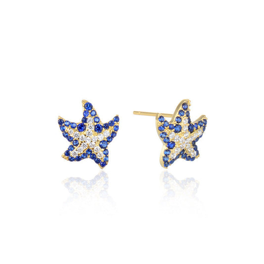 Jzora handmade oceanic cute starfish sterling silver earrings