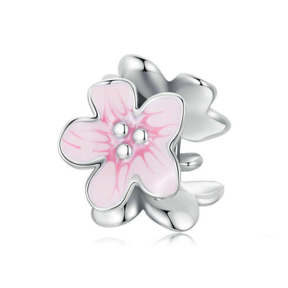 Jzora Cute Sweet Pink Flower Sterling Silver Charm