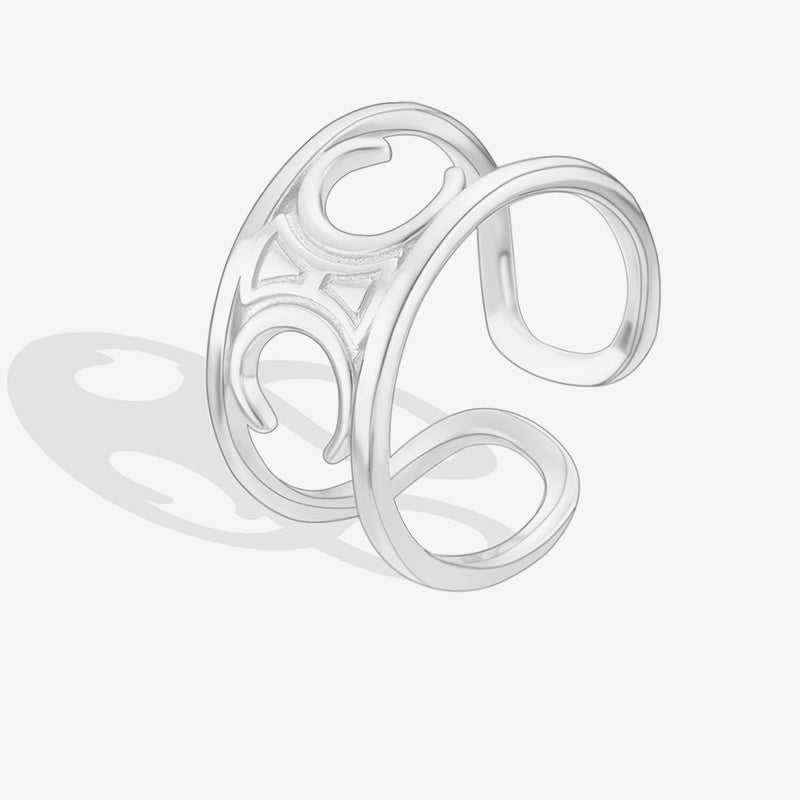 Jzora handmade skeleton simple sterling silver adjustable ring