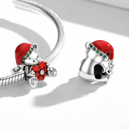 Jzora handmade Christmas bear sterling silver charms