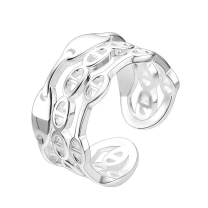 Jzora handmade personalized design chain sterling silver adjustable ring