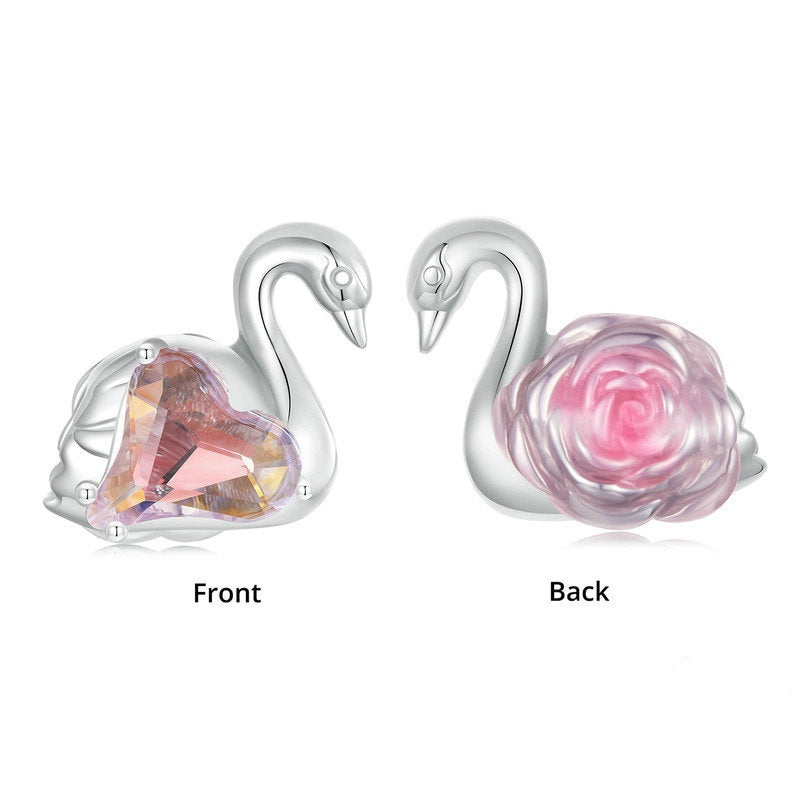 Jzora Romantic Dreamy Elegant Swan Animal Sterling Silver Charm