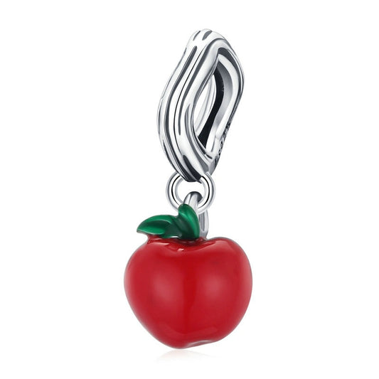 Jzora Fashion Vintage Fruit Red Apple Sterling Silver Charm