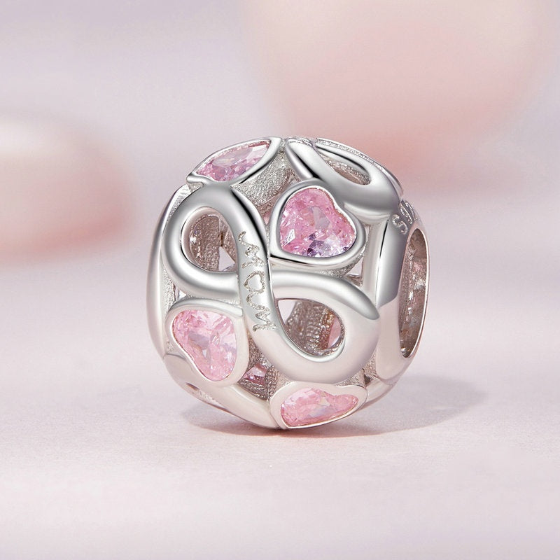 Jzora Pink Eternal Mother's Love Sterling Silver Charm