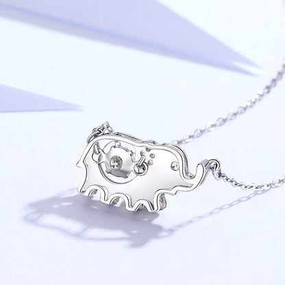 Jzora handmade creative elephant sterling silver necklace