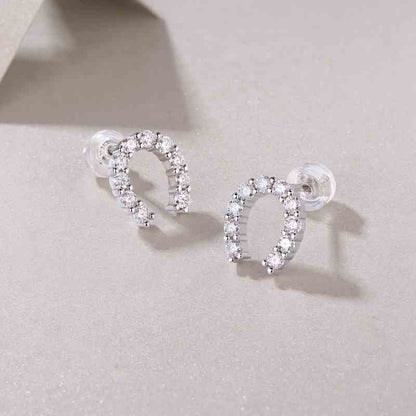 Jzora handmade U shape round vintage Moissanite sterling silver earrings