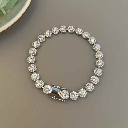 Jzora handmade round cut classic sterling silver tennis bracelet
