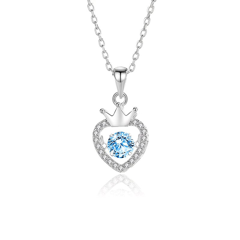 Jzora handmade crown heart sterling silver necklace