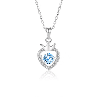 Jzora handmade crown heart sterling silver necklace