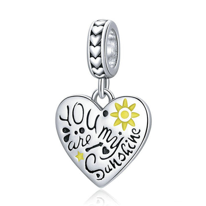 Jzora You Are My Sunshine Engraved Love Sterling Silver Charm