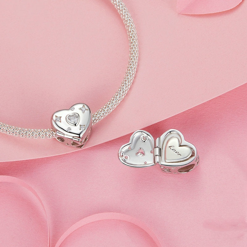 Jzora Valentine's Day Open Heart Sterling Silver Charm