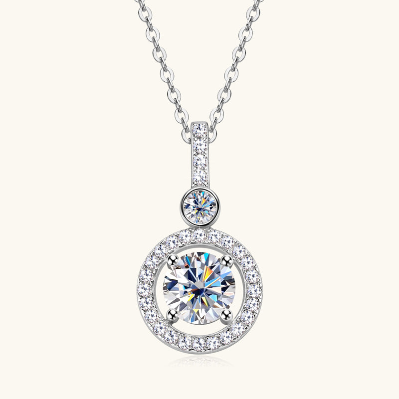 Jzora handmade 1.3ct round cut fashion moissanite sterling silver necklace