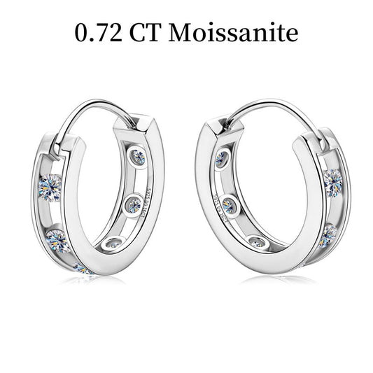 Jzora handmade 0.72ct round cut moissanite hoop sterling silver earrings