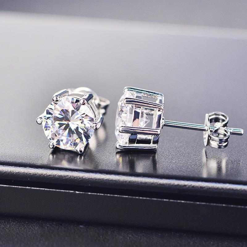 Jzora handmade white round cut vintage diamond sterling silver earrings