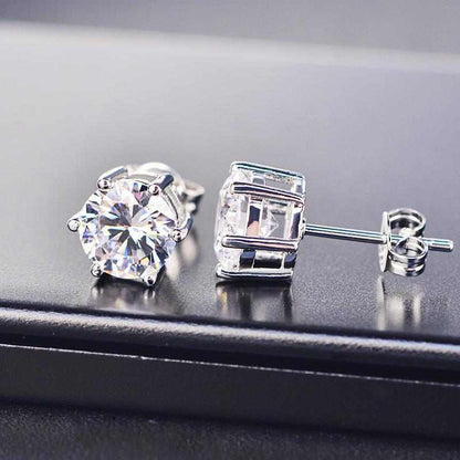 Jzora handmade white round cut vintage diamond sterling silver earrings