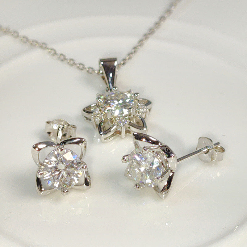 Jzora handmade 2.4ct round cut star moissanite jewelry set