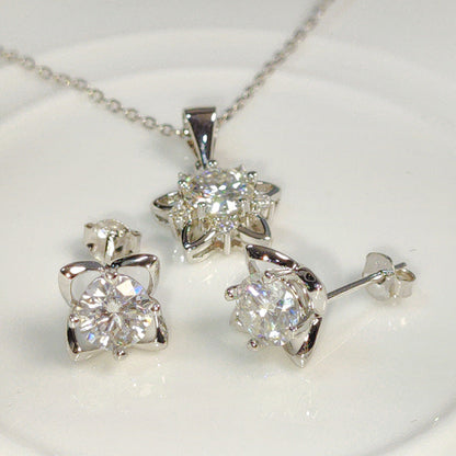 Jzora handmade 2.4ct round cut star moissanite jewelry set