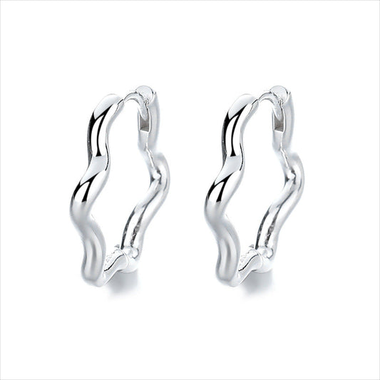 Jzora handmade wave lace irregular sterling silver earrings