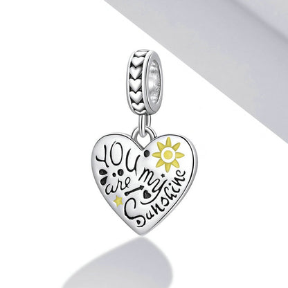 Jzora You Are My Sunshine Engraved Love Sterling Silver Charm