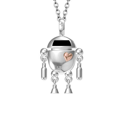 Jzora handmade heartbeat robot sterling silver necklace